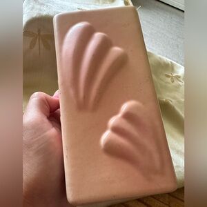 Vintage Square WELLER Raised Shell Matte Pink Pottery Vase.